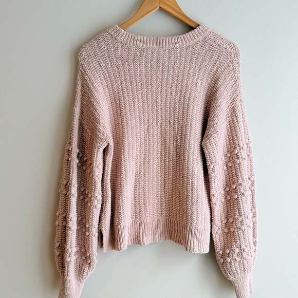 Madewell Bobble Pom Balloon Sleeve Knit Pullover Sweater in Pink - Size Small- 1 - Picture 3 of 7